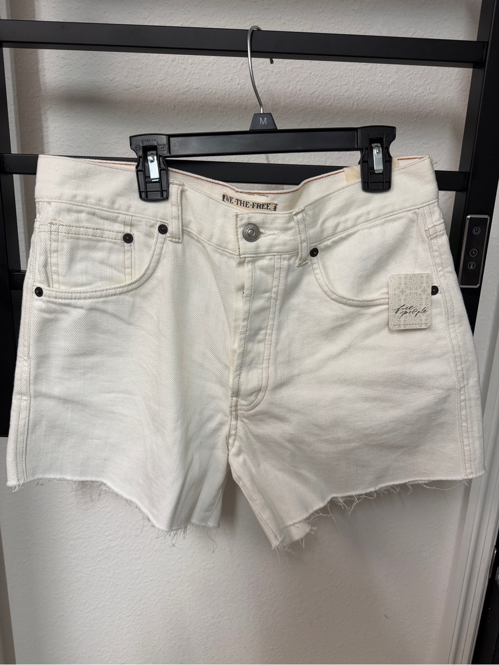 We The Free White Denim High-Rise Cutoff Shorts